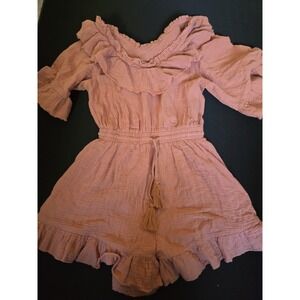 2.7 August Apparel Salmon Romper Ruffle Jumper Women's XL